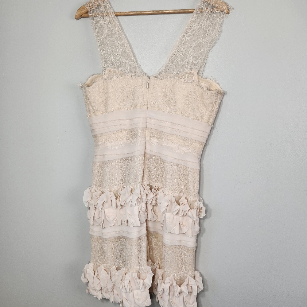 Bcbg Max Azria Cream Laced Sleeveless Corset Bodice Dress Size 12 Aglaia View 6